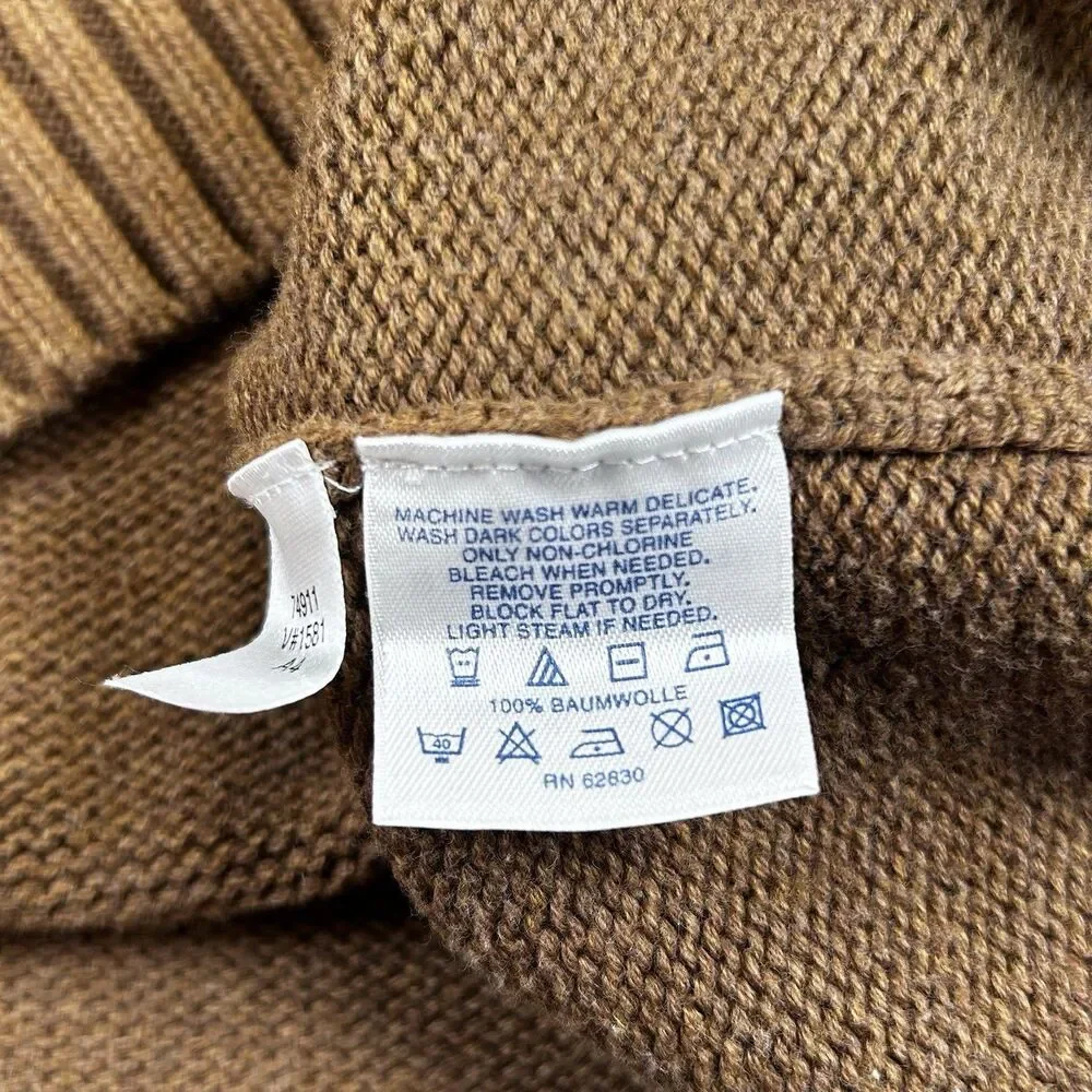 Vintage Lands End V-neck Sweater Vest Brown Tan 100% Cotton Hong Kong Mens XXL